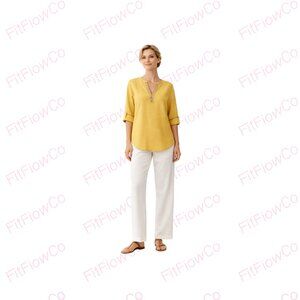 Terzo Millennio Linen Cotton Blouse  Size S / IT 42 Made in Italy –Rattan Yellow